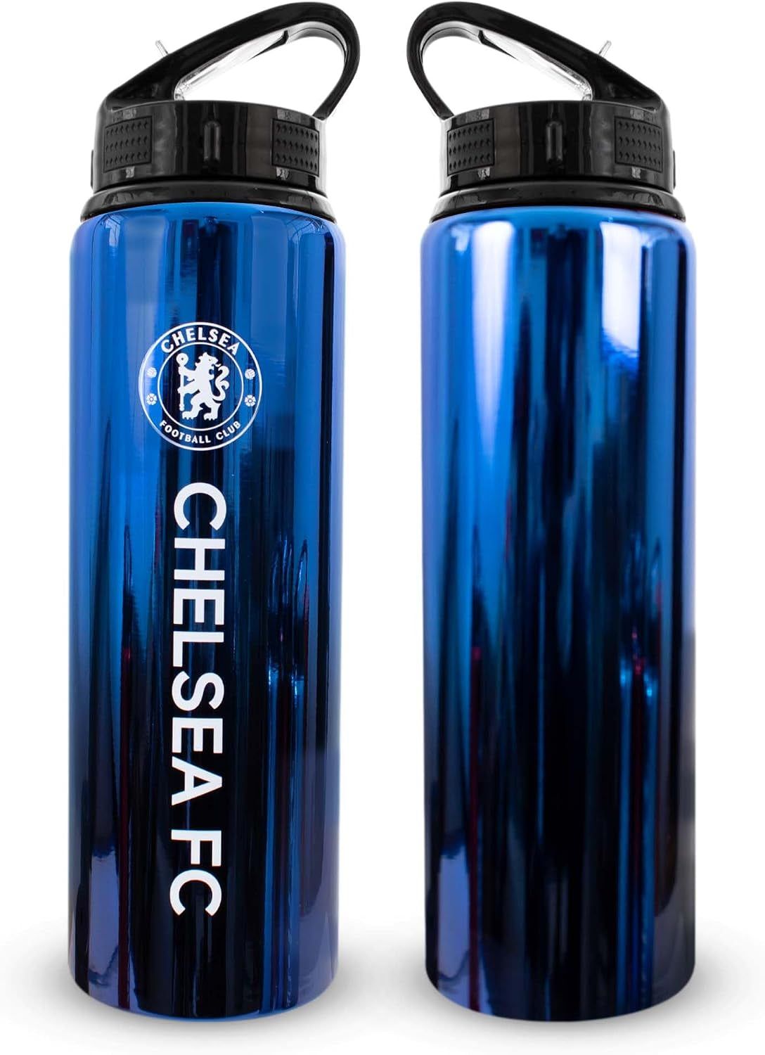 Officially Licensed Chelsea F.C 750Ml Aluminium UV Sports Water Bottle – Chelsea Water Bottle with Integrated Folding Straw - Neochrome Finish, Leakproof, Lightweight, BPA Free