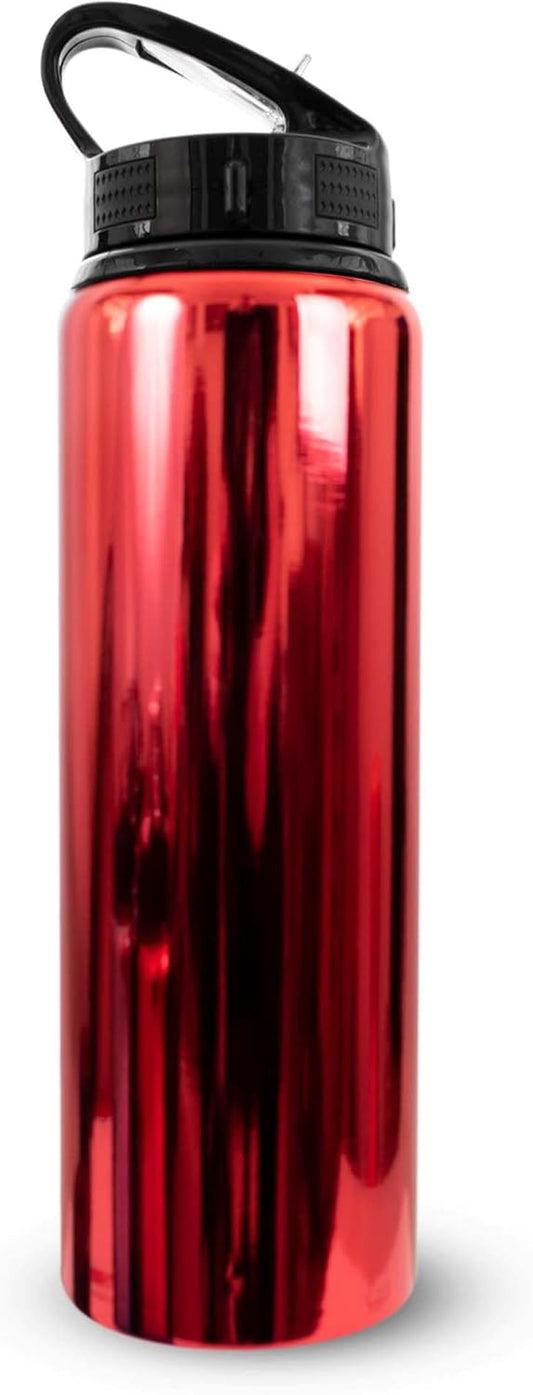 Officially Licensed Liverpool F.C 750Ml Aluminium UV Sports Water Bottle – Liverpool Water Bottle with Integrated Folding Straw - Neochrome Finish, Leakproof, Lightweight, BPA Free