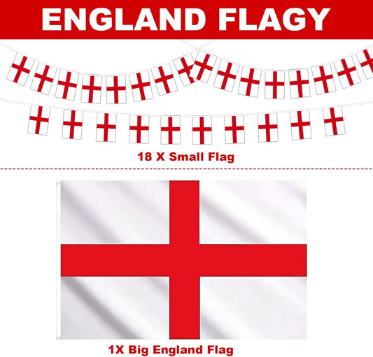 England Flags with 10M England Bunting for World Cup Football 2026 Party Decorations