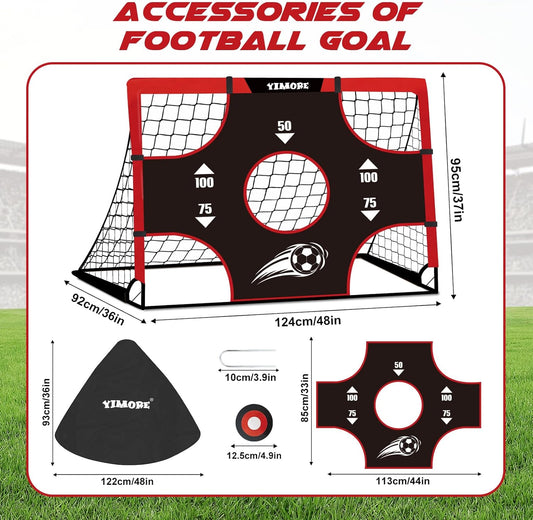 Kids Football Goal Portable, 3 in 1 Mini Football Goal Garden Indoor Outdoor 120 * 90 * 90 Cm, Foldable Football Training with Target Gift for Boys Grils 3+