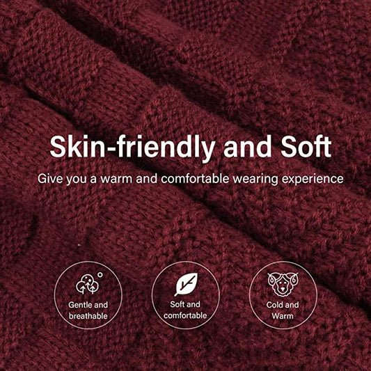 Mens Womens Winter Beanie Hat Scarf Set Warm Knit Hat Thick Fleece