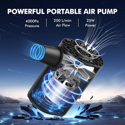 Electric Air Pump for Inflatables: Rechargeable Battery 1600 3600Mah and AA Battery Powered Mini Air Pumps for Pool Toys Air Mattress (Basic/Tiny/Upgraded