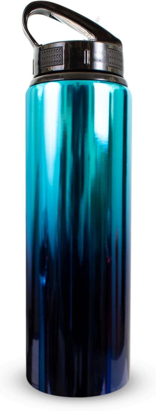 Officially Licensed Tottenham Hotspur F.C 750Ml Aluminium UV Sports Water Bottle – Spurs Water Bottle with Integrated Folding Straw - Neochrome Finish, Leakproof, Lightweight, BPA Free