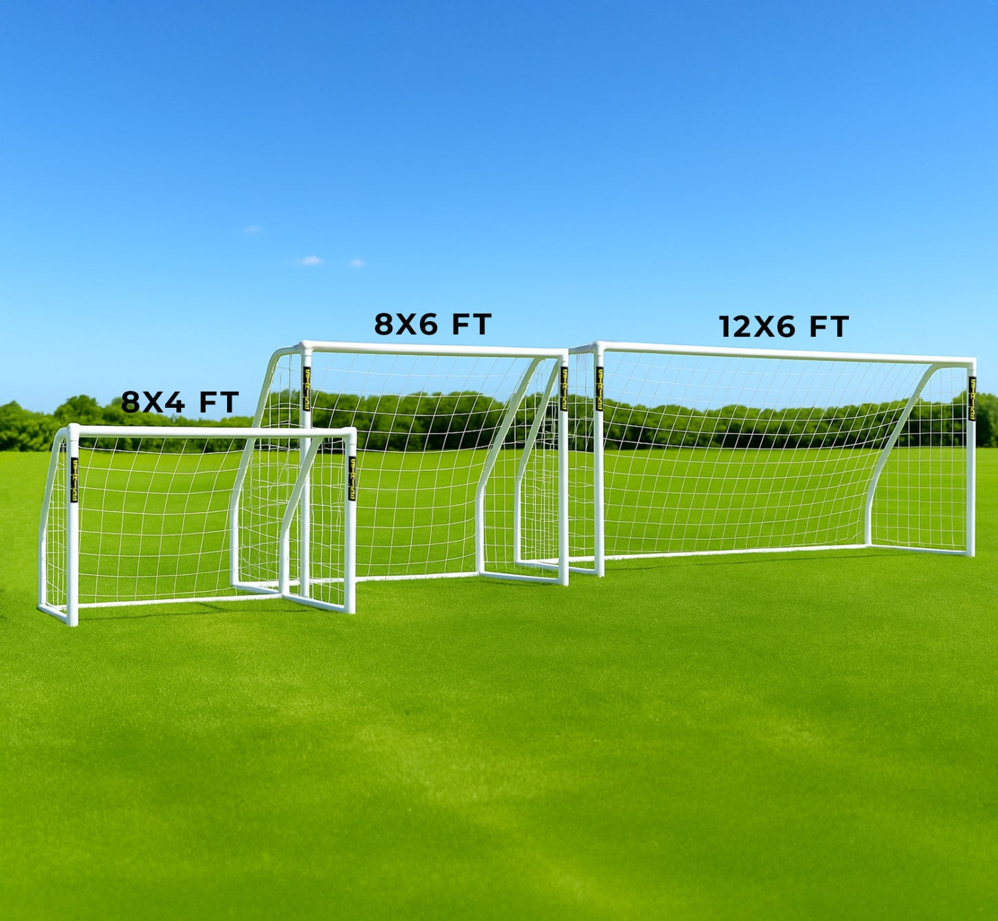 STRIKE Football Goal 8X4Ft - 8X6Ft - 12X6Ft Training Net Posts Kids Garden Goals