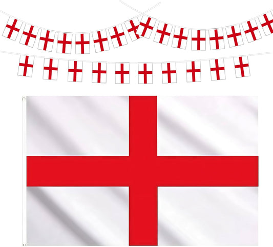 England Flags with 10M England Bunting for World Cup Football 2026 Party Decorations