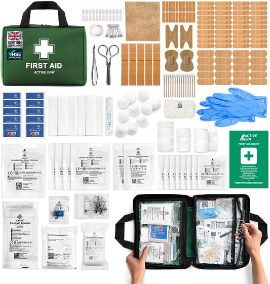 180 Piece Premium First Aid Kit Bag - Includes Eyewash, 2 X Cold (Ice) Packs and Emergency Car Blanket for Home, Office, Caravan, Workplace, Travel