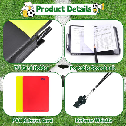 2 Football Referee Kit, Red and Yellow Football Referee Cards, Score Book with Pencil, Referee Whistle with Lanyard, Football Accessories for Sports Match