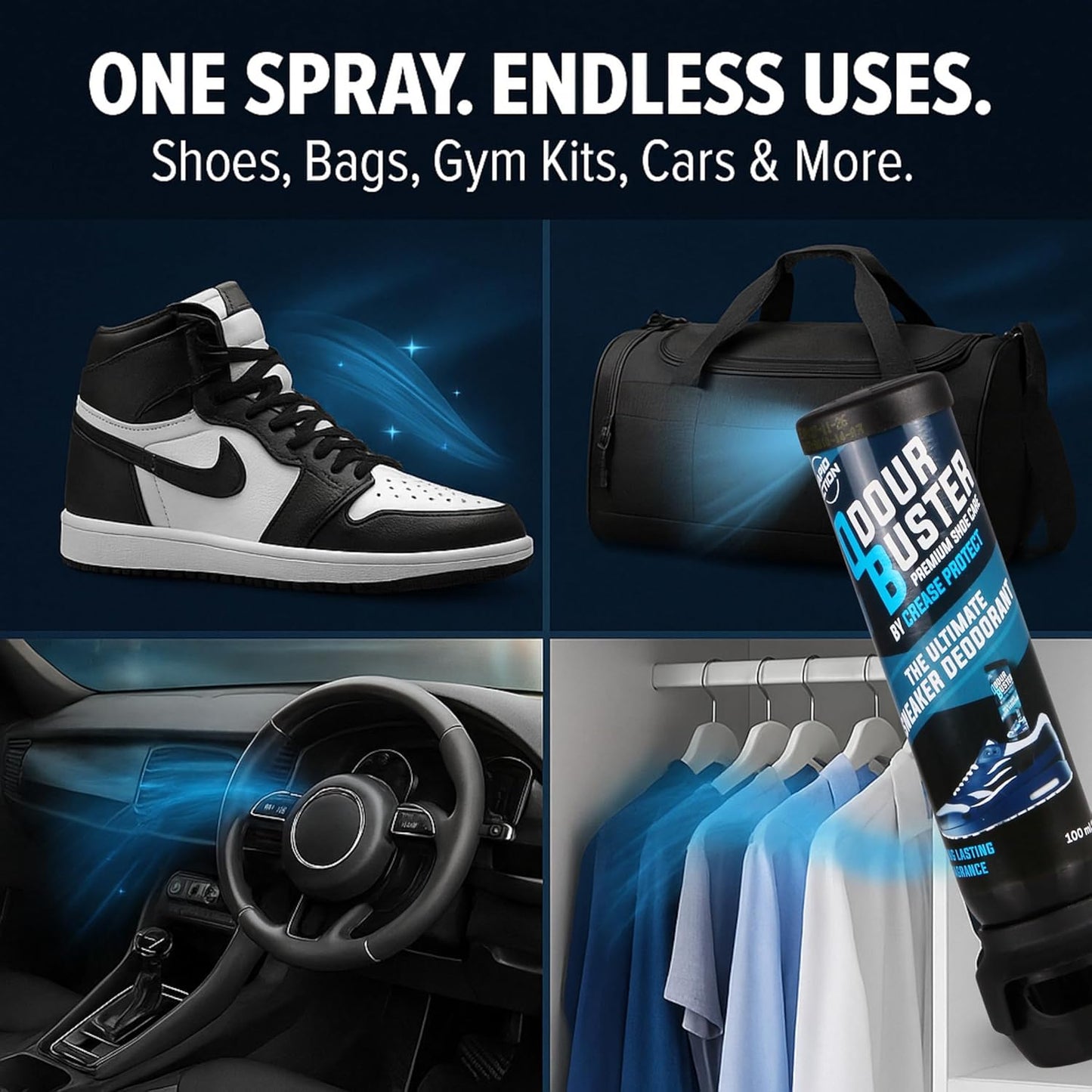 Odour Buster Shoe Deodoriser Spray - Eliminates Trainer & Shoe Odours - Perfect for Football Boots & Smelly Shoes - anti Odour Freshener
