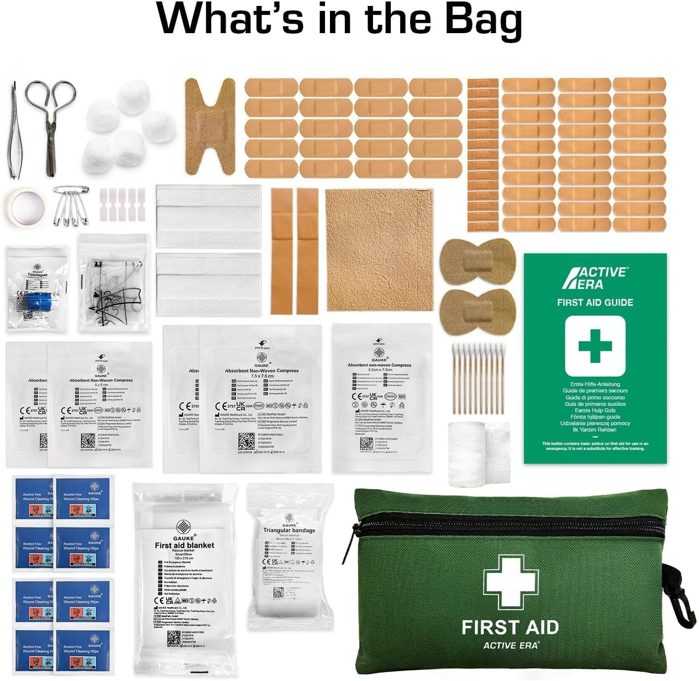 120 Piece Premium First Aid Kit Travel Bag - Includes Bandages and Dressings, Extra-Strong Metal Scissors and Emergency Car Blanket for Home, Office, Caravan, Workplace