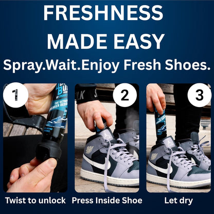 Odour Buster Shoe Deodoriser Spray - Eliminates Trainer & Shoe Odours - Perfect for Football Boots & Smelly Shoes - anti Odour Freshener