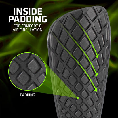 Shin Pads with Football Socks - Breathable & Secured Elastic Shin Pad Socks for Players, No-Strap Design for Secure Protection