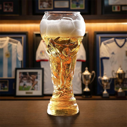 Trophy Style 560ML Beer Glass for 2026 World Cup, Large Beer Mug with Football Bottle Opener for 2026 Football Match Day Bar Watch Party & Gift for Father Men Soccer Fans
