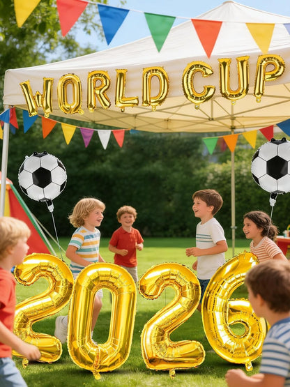 2026 World Cup Foil Balloons Decorations, Gold Football Balloons, for Bar, Office, Home Party Celebration World 2026 Football Cup Decorations