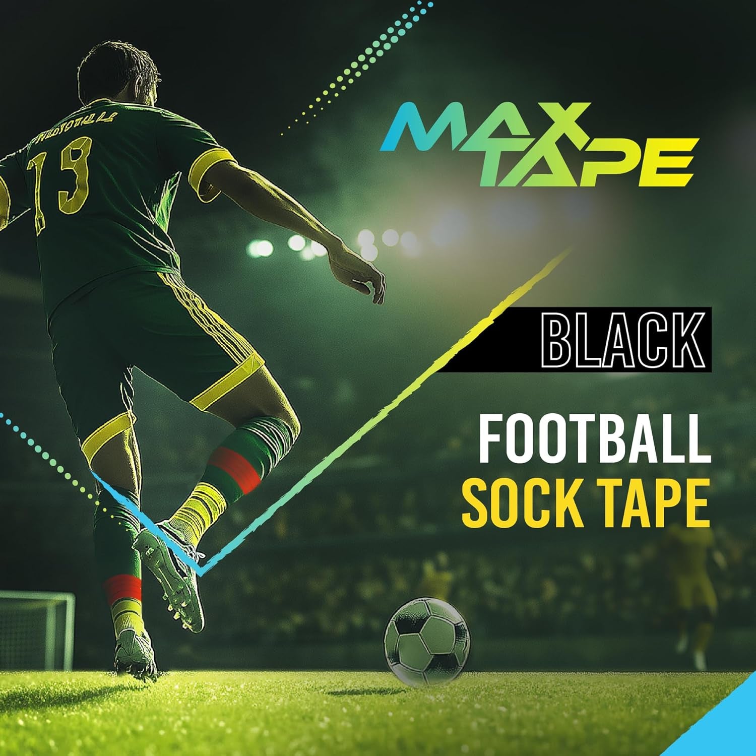 Football Sock Tape, Shin Pad Tape Bandage 19Mm X 20M Pack of 6 (Black)