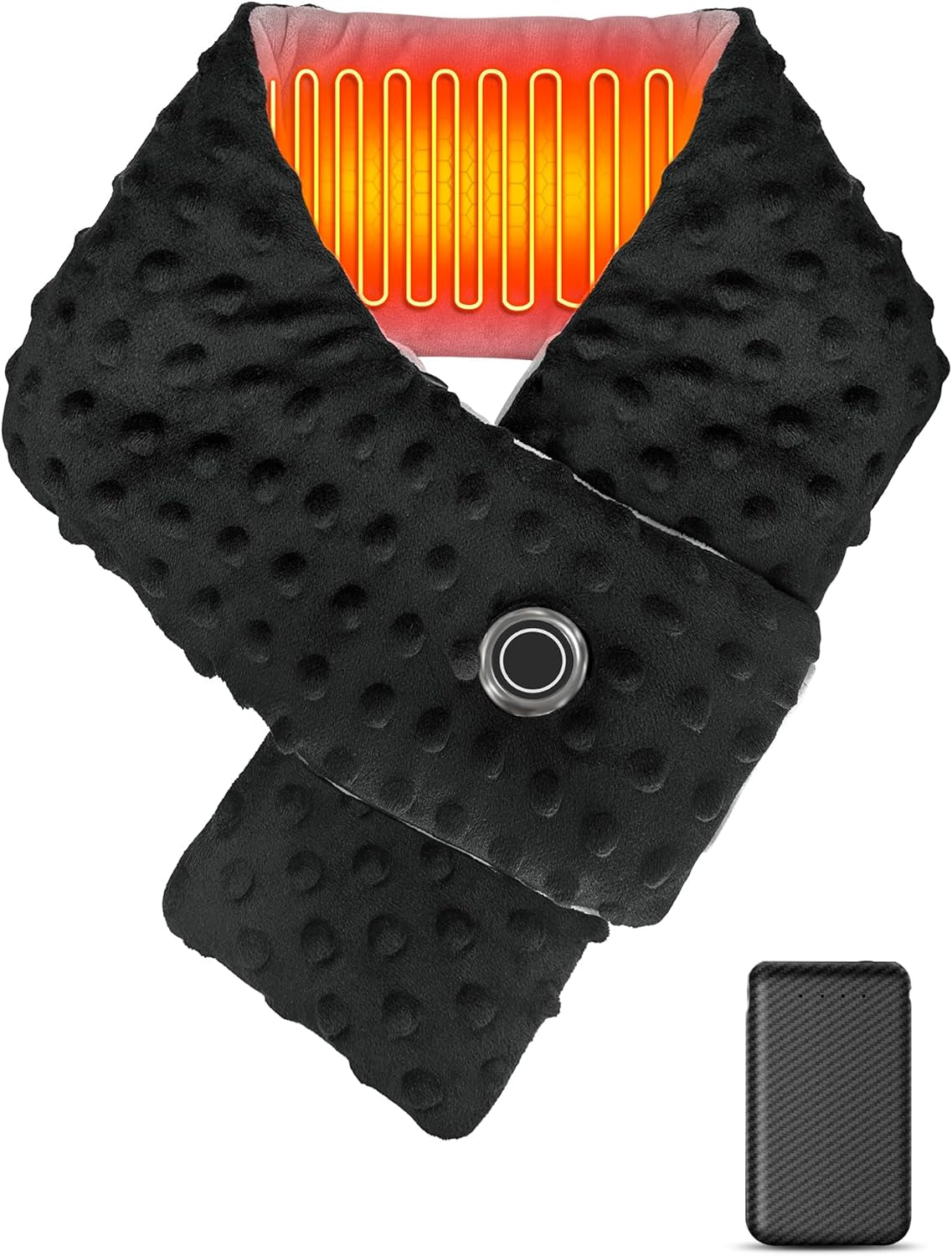 Graphene Heated Scarf with Power Bank USB Heated Neck Wrap for Women Men Child Fleece Heating Pad for Neck Warming