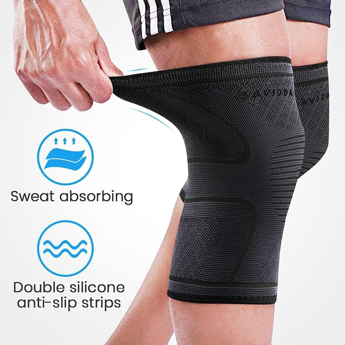 2X Knee Support Compression NHS Sleeve Brace Patella Arthritis Pain Relief Gym