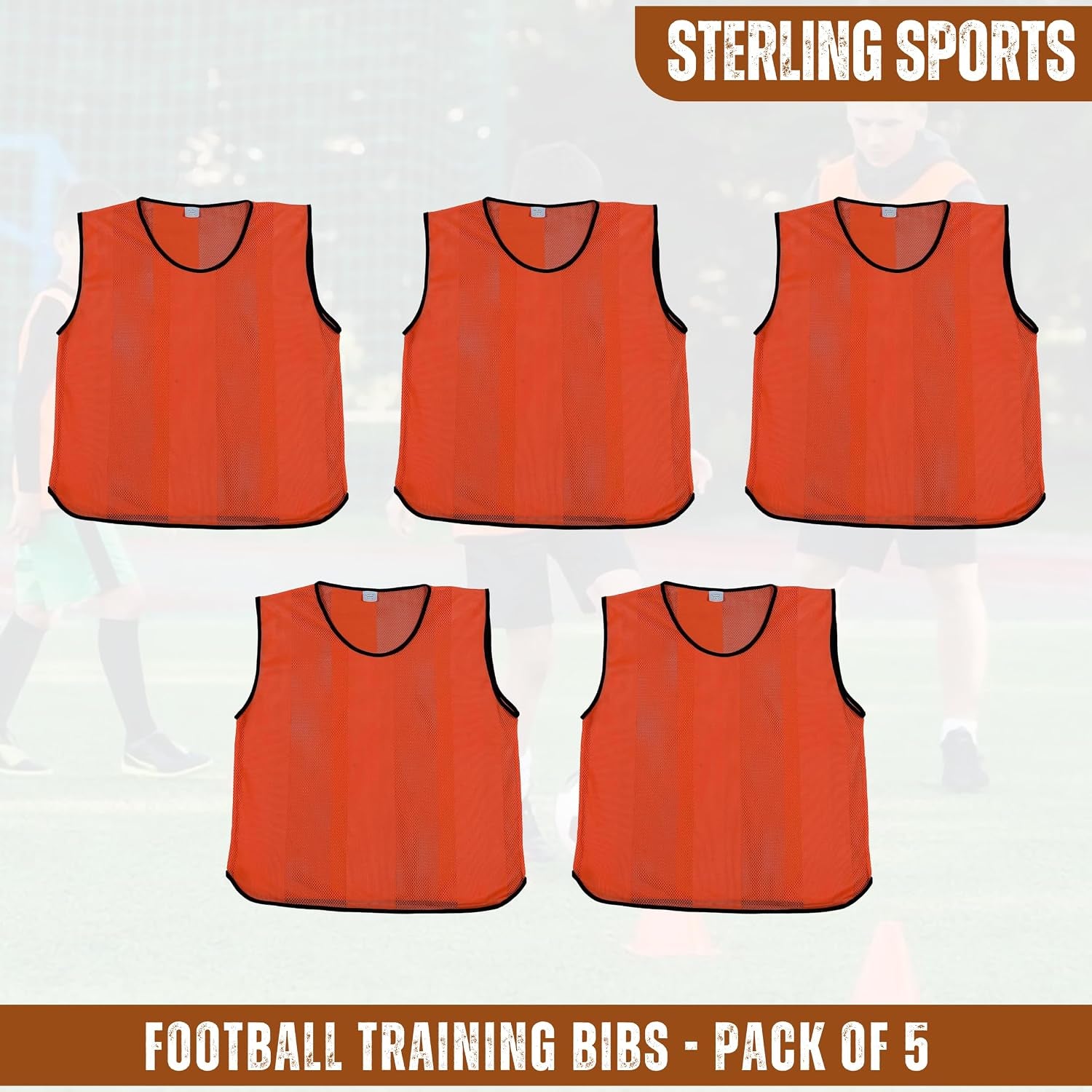 5 X Training Bibs Sports Mesh Football Bibs Adult - Quick Dry Football Training Equipment for Soccer, Rugby, Basketball & Cricket