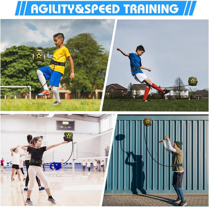Football Training Equipment for Kids, Speed Agility Training Set, Agility Ladder 12 Rung 6M, Football Kick Trainer, 12 Disc Cones, Football Training Kit Gifts for Boys