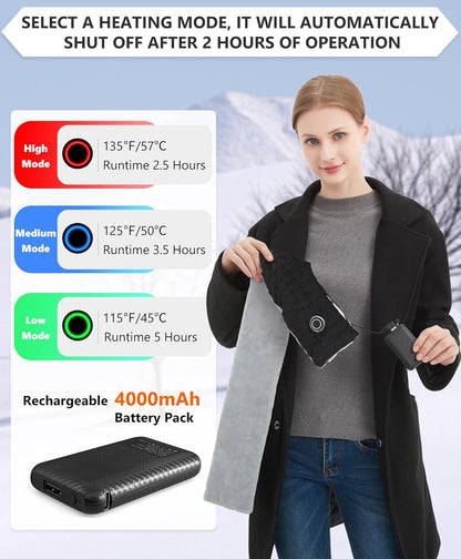 Graphene Heated Scarf with Power Bank USB Heated Neck Wrap for Women Men Child Fleece Heating Pad for Neck Warming