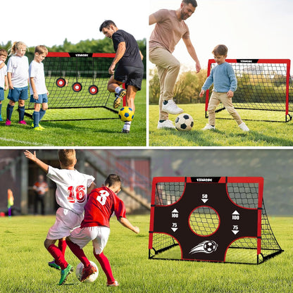 Kids Football Goal Portable, 3 in 1 Mini Football Goal Garden Indoor Outdoor 120 * 90 * 90 Cm, Foldable Football Training with Target Gift for Boys Grils 3+