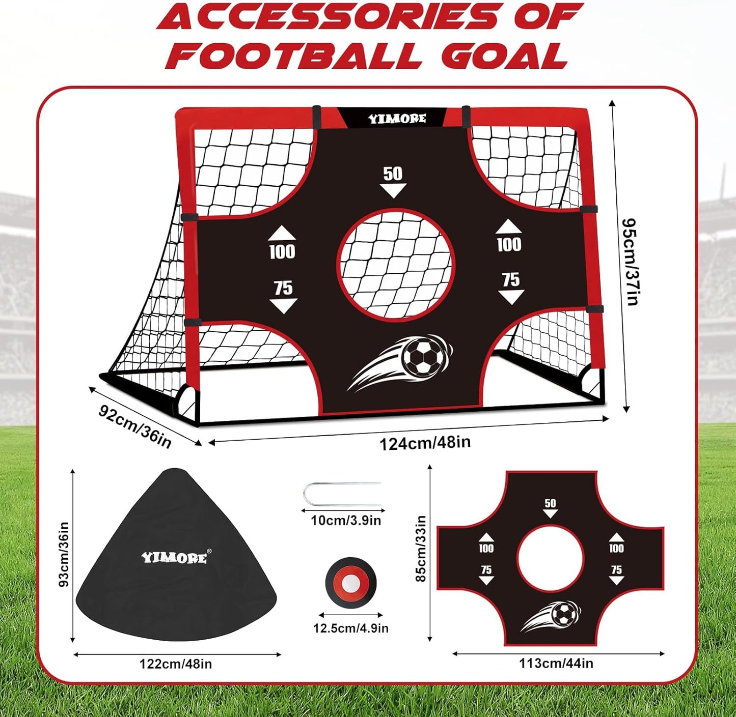 Kids Football Goal Portable, 3 in 1 Mini Football Goal Garden Indoor Outdoor 120 * 90 * 90 Cm, Foldable Football Training with Target Gift for Boys Grils 3+