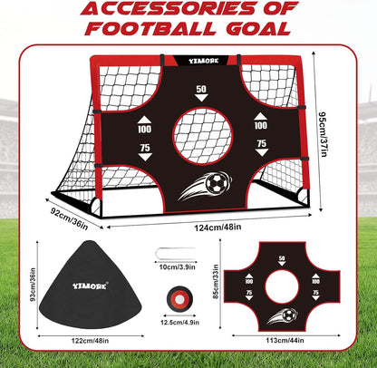 Kids Football Goal Portable, 3 in 1 Mini Football Goal Garden Indoor Outdoor 120 * 90 * 90 Cm, Foldable Football Training with Target Gift for Boys Grils 3+
