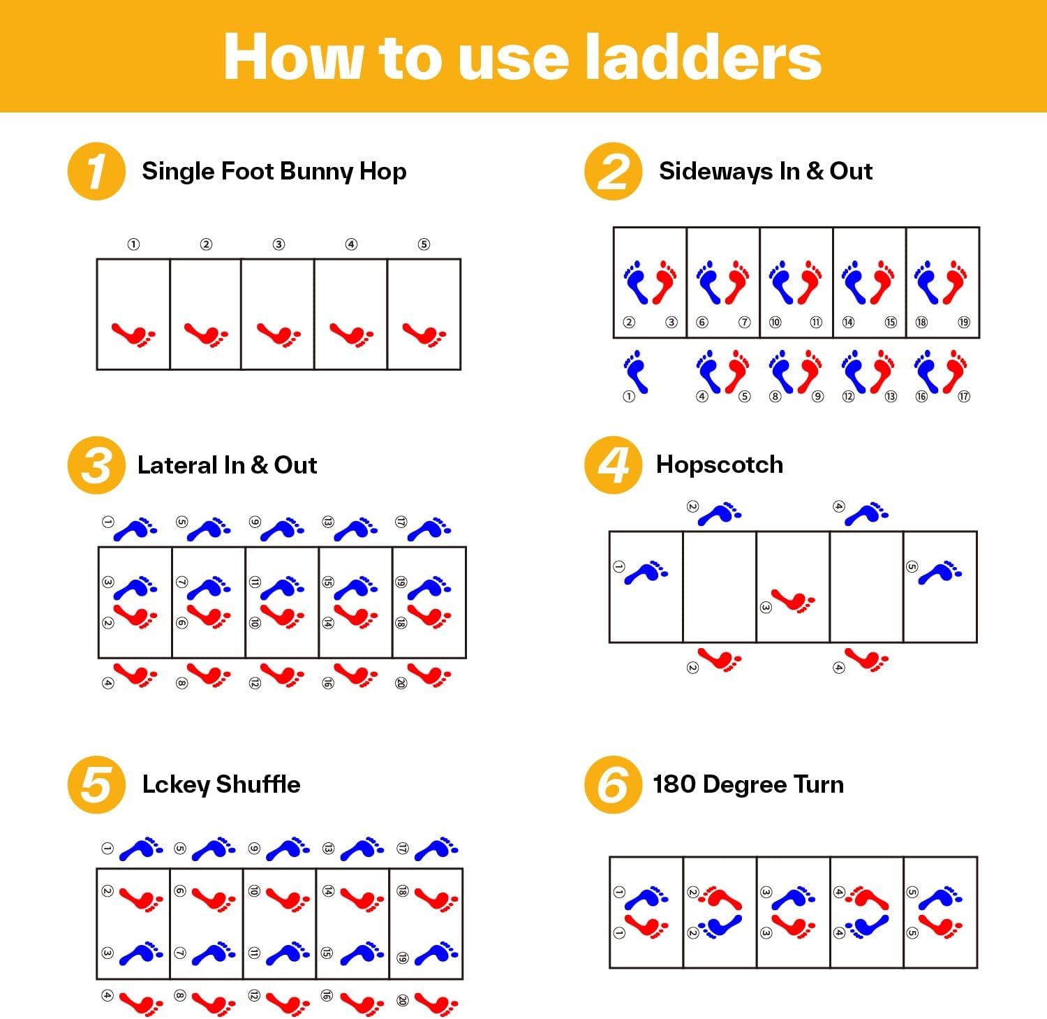 Agility Ladder Speed Training Set - 12 Rungs 20Ft Detachable Exercise Ladders in 2Pcs (6 Rungs Each) with Ground Stakes for Soccer Football Footwork Training - Ladder with Carry Bag