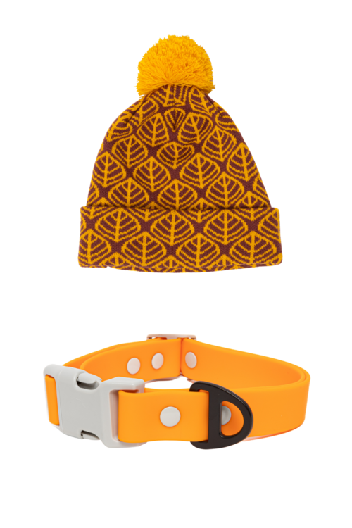 Crimson Winter Hat with Pom & Waterproof Collar