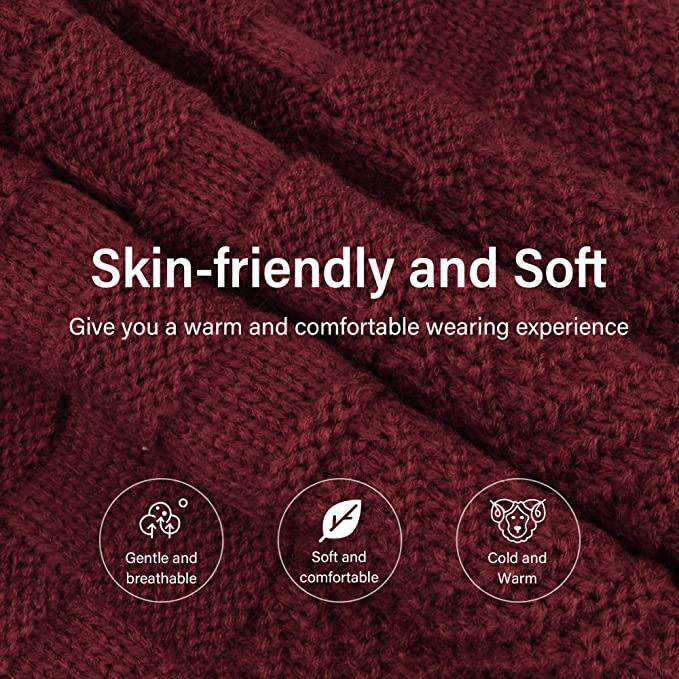 Mens Womens Winter Beanie Hat Scarf Set Warm Knit Hat Thick Fleece