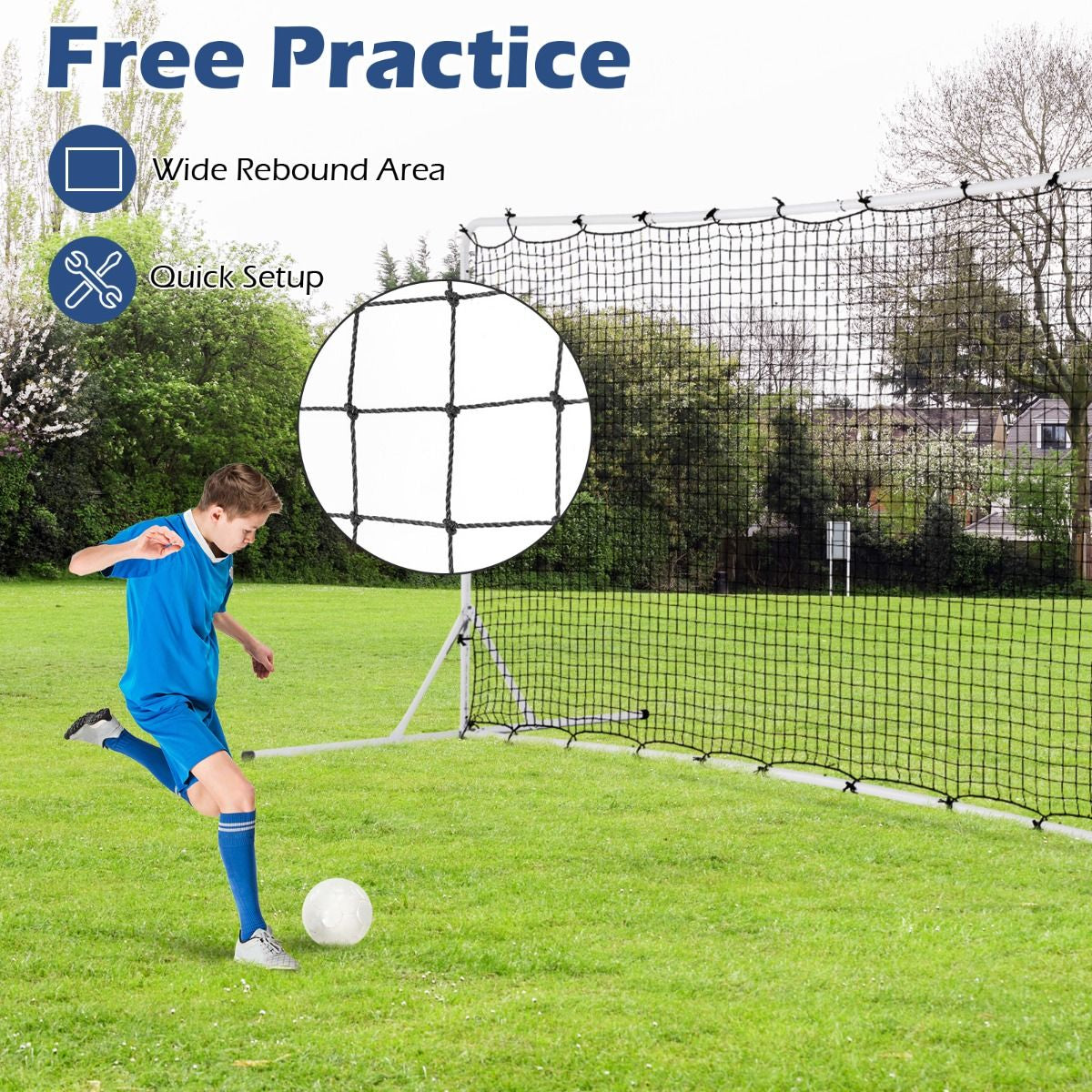 Portable Soccer Rebounder Net with Carry Bag, Sturdy Metal Frame
