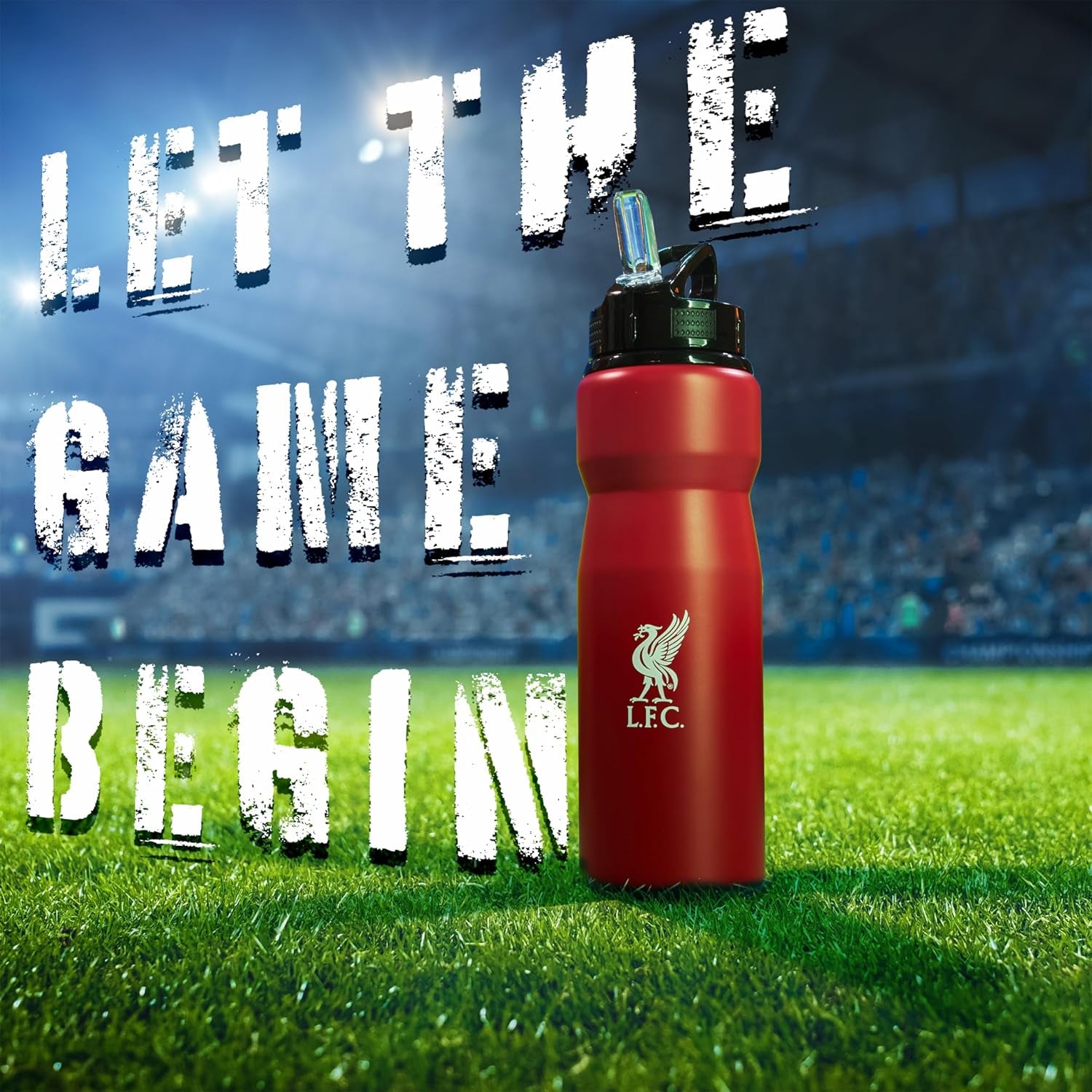 Liverpool FC Water Bottle with Straw - Metal Water Bottle for Football Fans Sports Work School Gym Liverpool Gifts for Men