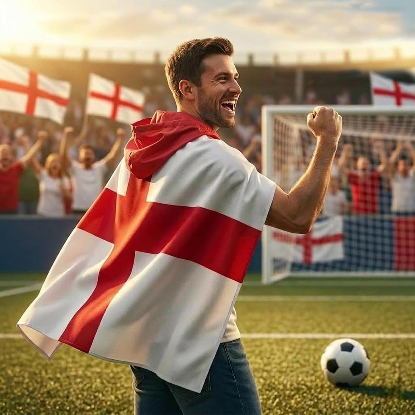 World Cup Football 2026 England Flag Hooded Cape St Georges Flag for Sports Events Festivals Parades Football World Cup European Championship Festive Gatherings Outfit Convenient to Store and Carry