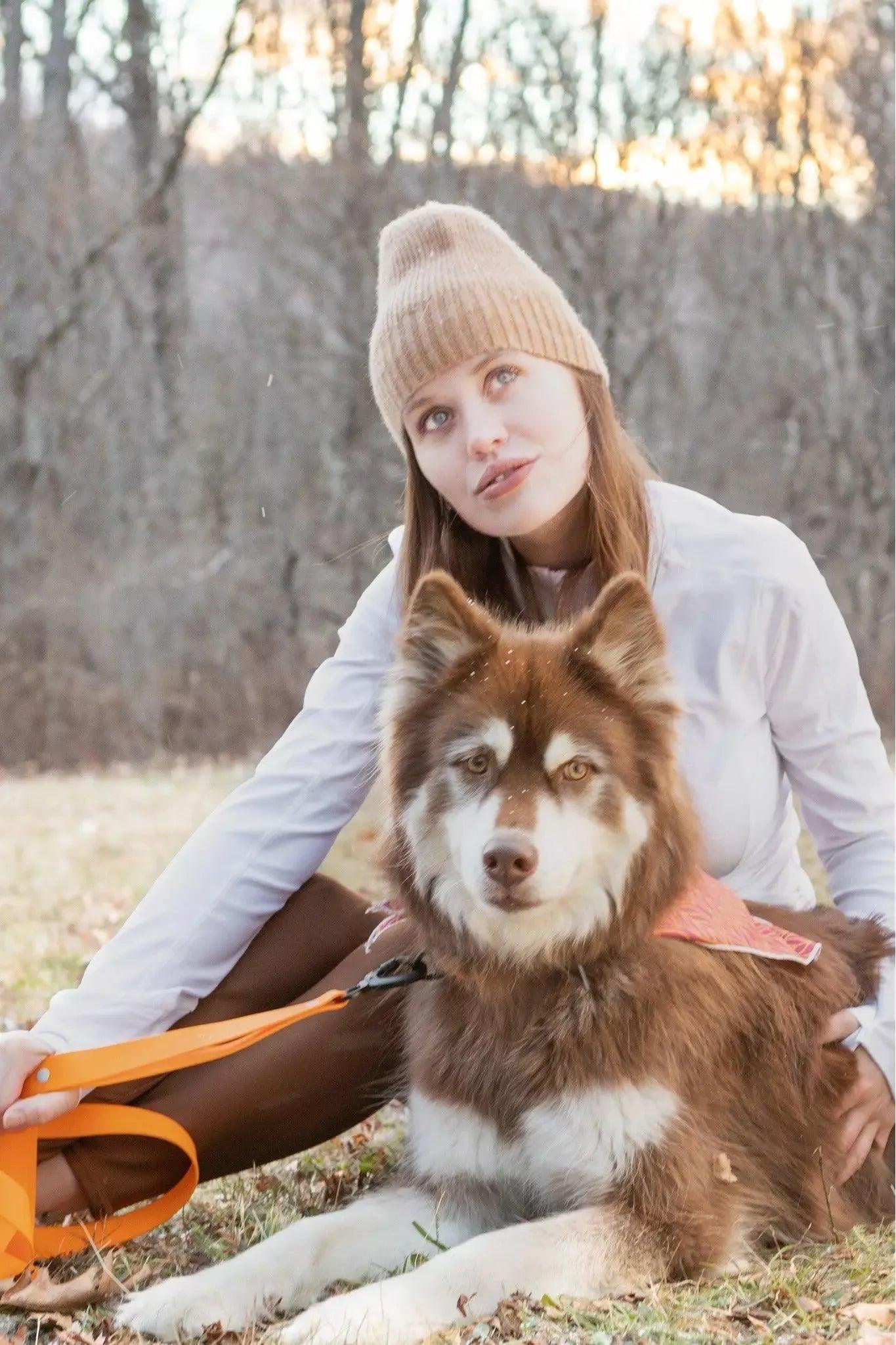 Crimson Winter Hat with Pom & Waterproof Collar