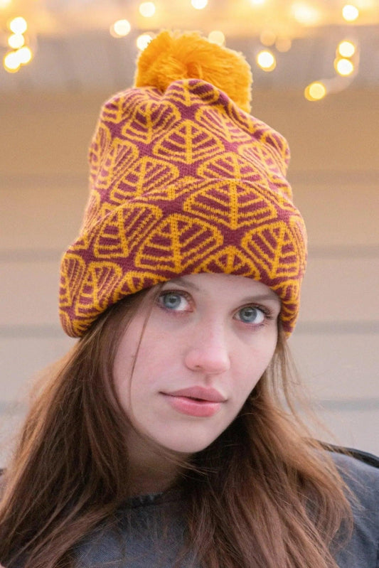 Crimson Winter Hat with Pom & Waterproof Collar
