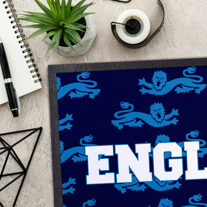England - Blue Lion Pattern -  Retro Door Mat - 60cm x 40cm