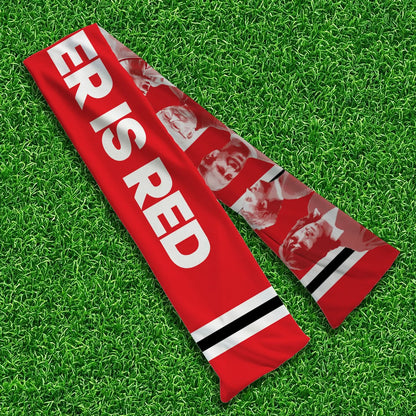 Manchester Red - Knitted Eyelet Football Scarf