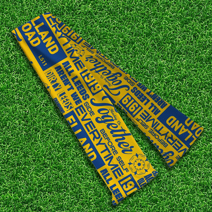 Leeds Word Montage - Knitted Eyelet Football Scarf