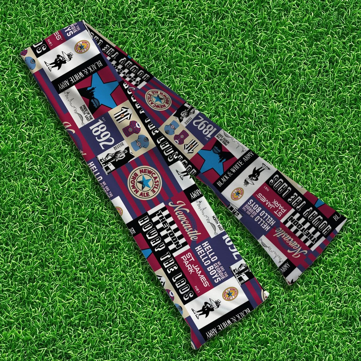 Newcastle History Montage - Knitted Eyelet Football Scarf