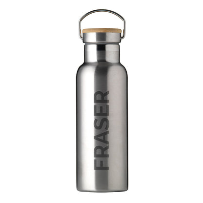 Personalised Insulated 17oz Bamboo Lid Water Bottle