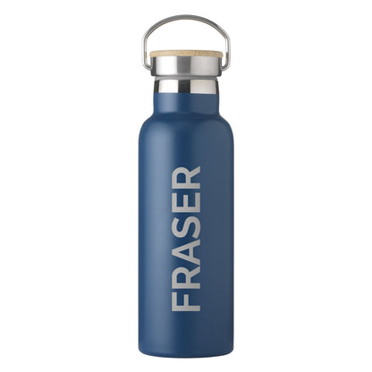 Personalised Insulated 17oz Bamboo Lid Water Bottle