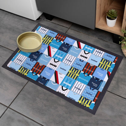Manchester Blue Kit Montage - Retro Door Mat - 60cm x 40cm
