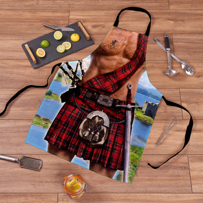 Scottish Man Wearing Kilt - Novelty - Water-Resistant Adults Apron