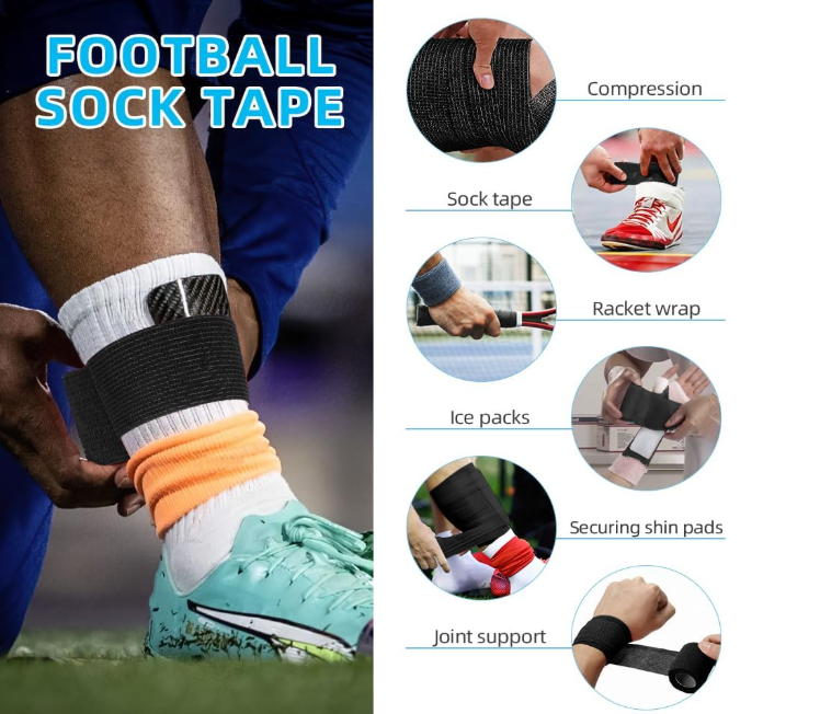 Sports Cohesive Bandage Tape — Pack of 2 (BLACK)