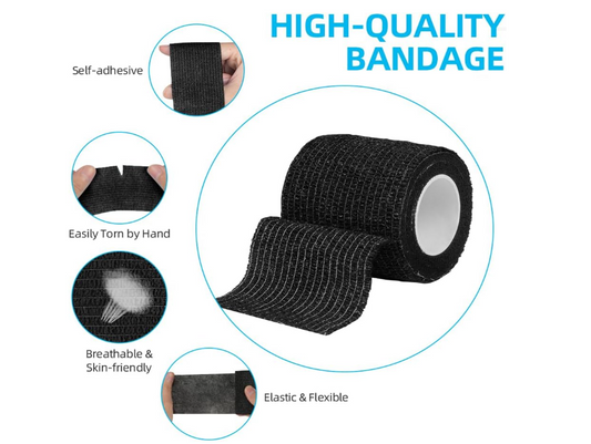 Sports Cohesive Bandage Tape — Pack of 2 (BLACK)