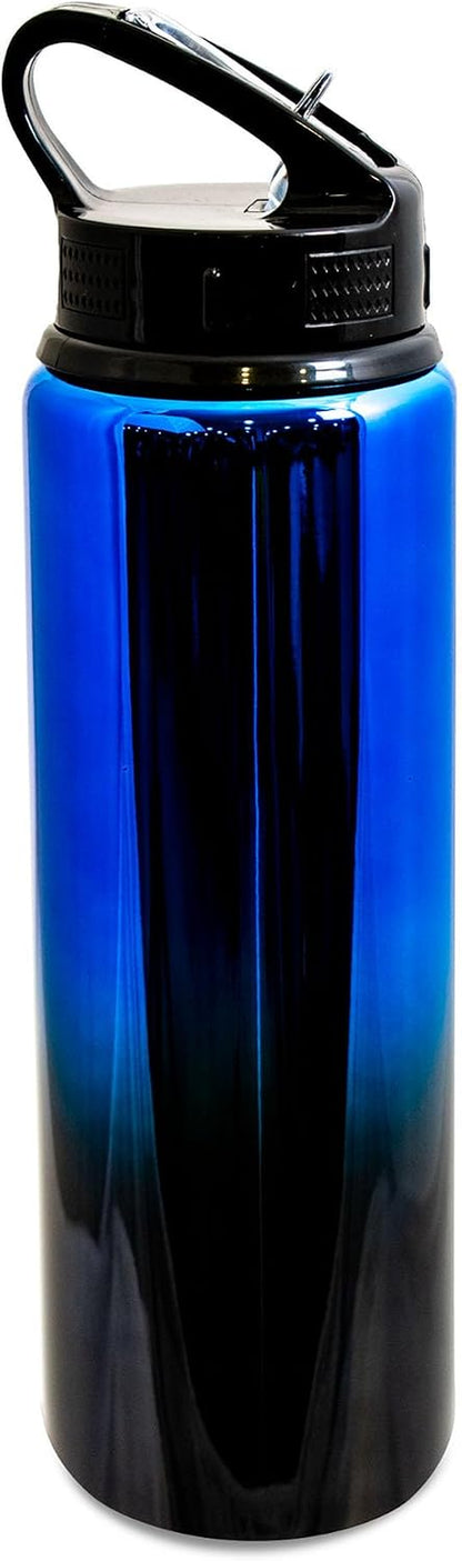 Officially Licensed Real Madrid CF 750Ml Aluminium UV Sports Water Bottle – Real Madrid Water Bottle with Integrated Folding Straw - Neochrome Finish, Leakproof, Lightweight, BPA Free