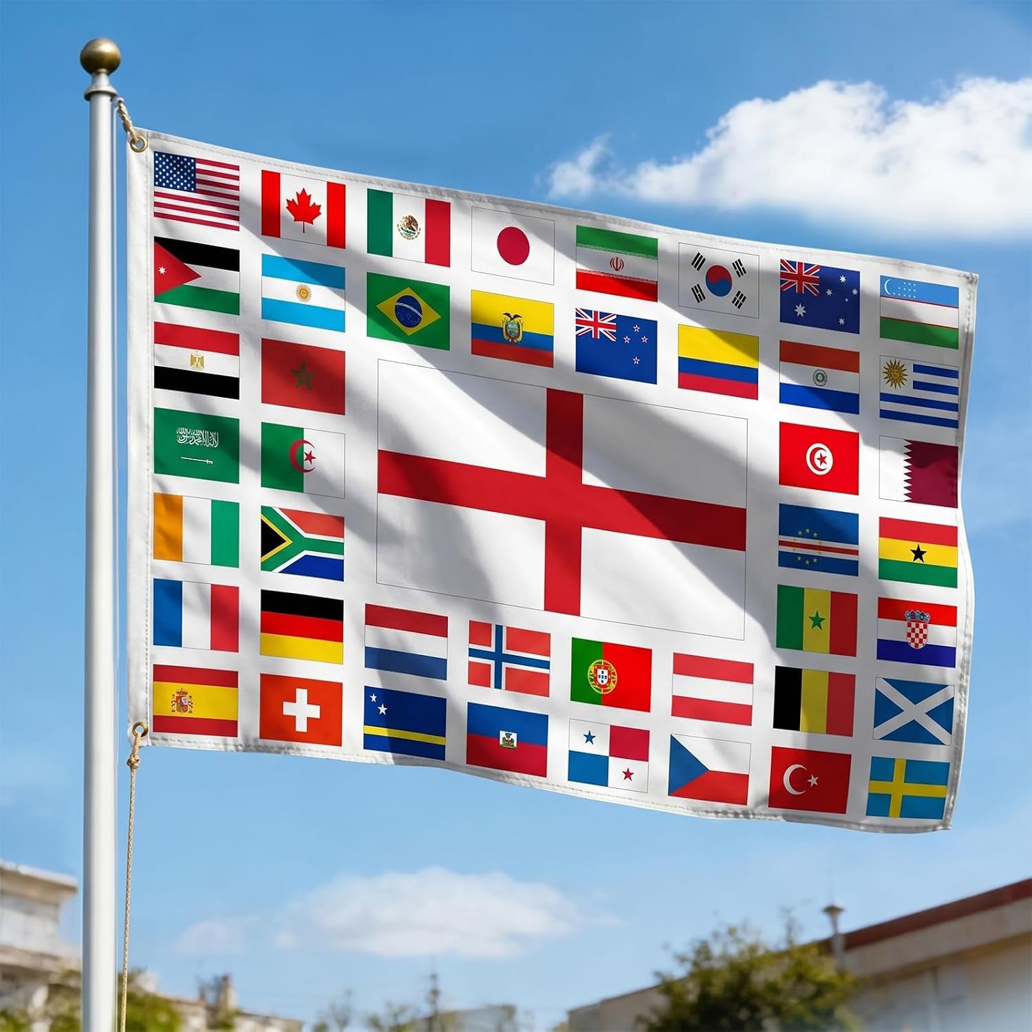 5X3Ft Large 2026 World Cup Flag for England Fans 2026 Football World Cup Flag Decoration Perfect for Home Pub Garden Decorations 90 * 150Cm