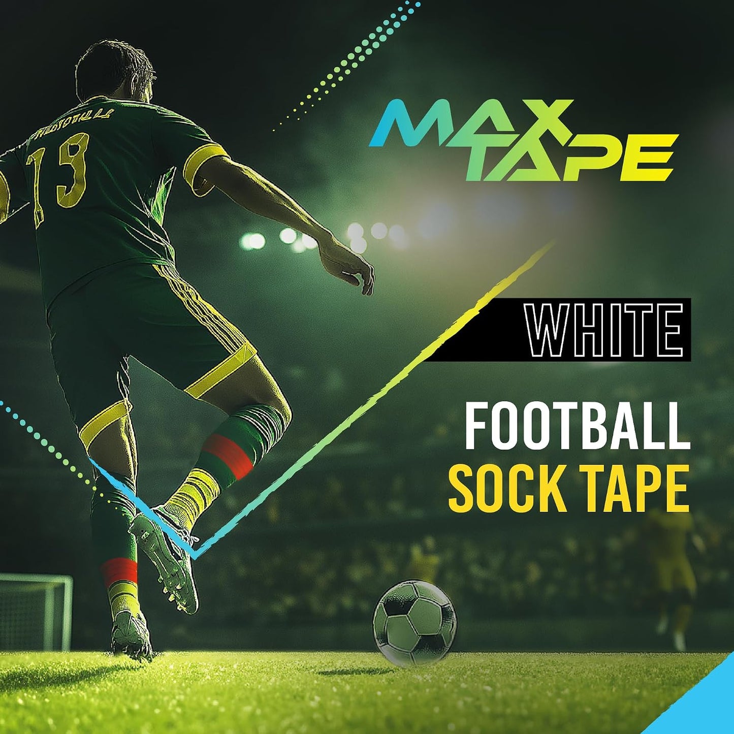 Football Sock Tape, Shin Pad Tape Bandage 19Mm X 20M Pack of 6 (White)