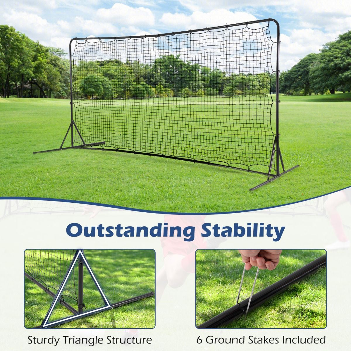 Portable Soccer Rebounder Net with Carry Bag, Sturdy Metal Frame