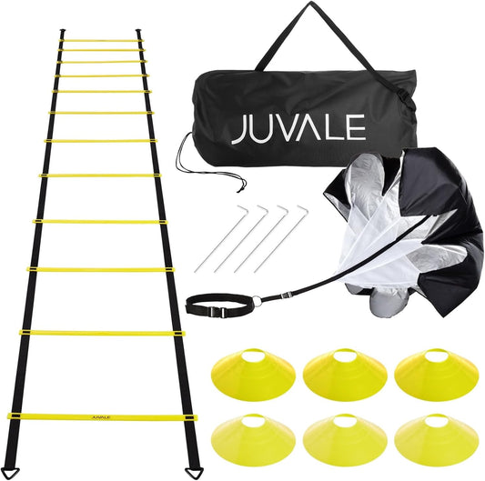 Agility Training Equipment with Ladder, 6 Disc Cones, Resistance Parachute for Speed Training, Football, Workout, Footwork