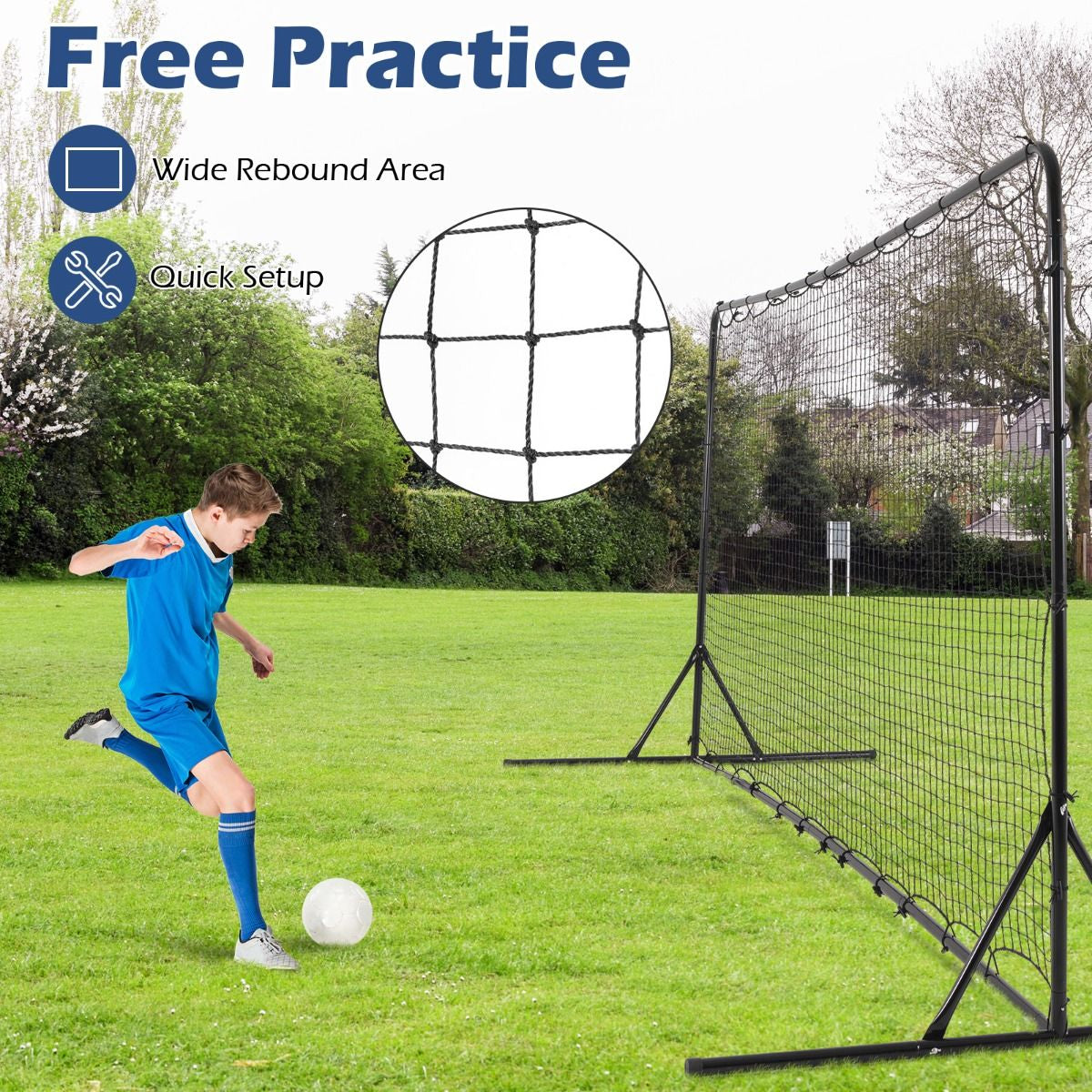Portable Soccer Rebounder Net with Carry Bag, Sturdy Metal Frame